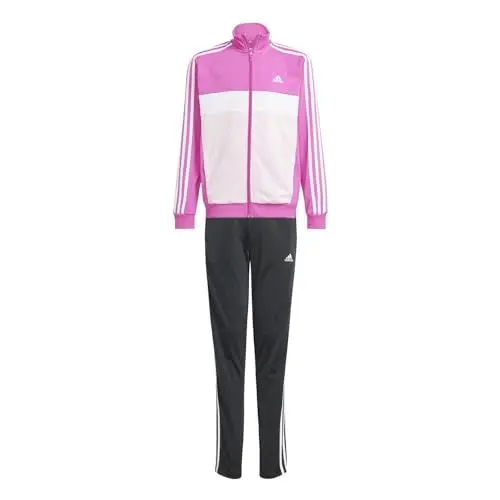 Produktbild: adidas Unisex Kinder Essentials 3-Stripes Tiberio Track Suit, semi lucid fuchsia/white/clear pink/white, 9-10 Years