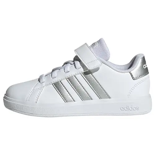 Produktbild: adidas Grand Court Elastic Lace and Top Strap Shoes Tennisschuhe, White/Matte Silver/Matte Silver, 37 1/3 EU