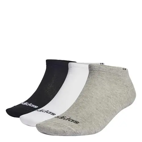 Produktbild: adidas Unisex Thin Linear Low-Cut Socks 3 Pairs, Medium Grey Heather / White / Black, 10.5-12.5
