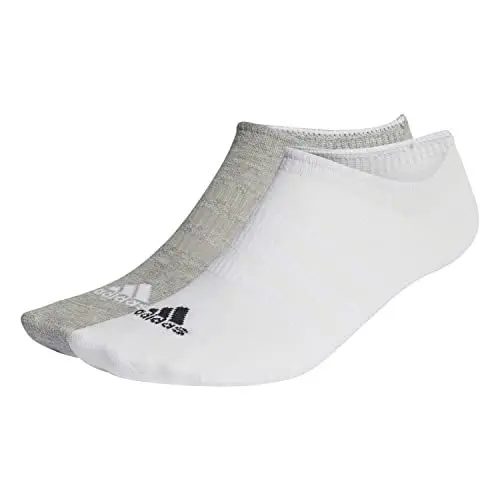 Produktbild: adidas Unisex Thin and Light No-Show Socks 3 Pairs, Medium Grey Heather / White / Black, 8.5-10