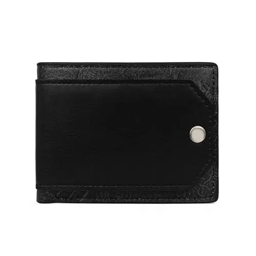 Produktbild: AdiStylinno Geldbörse Herren, PU Leder Portemonnaie mit Front Pocket Geldbeutel Minimalistische Kreditkartenetui Portmonee Herren Slim Wallet mit Zip Münzfach Multi Card Slots ID Fenster (Schwarz)