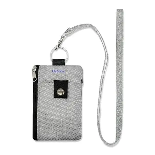 Produktbild: AdiStylinno Geldbörse für Herren und Damen, Geldbeutel mit RFID Schutz wasserdichte Portemonnaie Klein Kreditkartenetui mit 2 Zip Taschen und ID Fenster, Münzgeldbörse Ausweishülle mit Band (Grau)