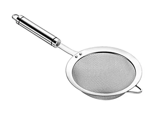Produktbild: Adjaso Feinmaschiges Sieb für Küche, Sieb, Skimmer mit Griff, Metallsieb, 14 cm, 304