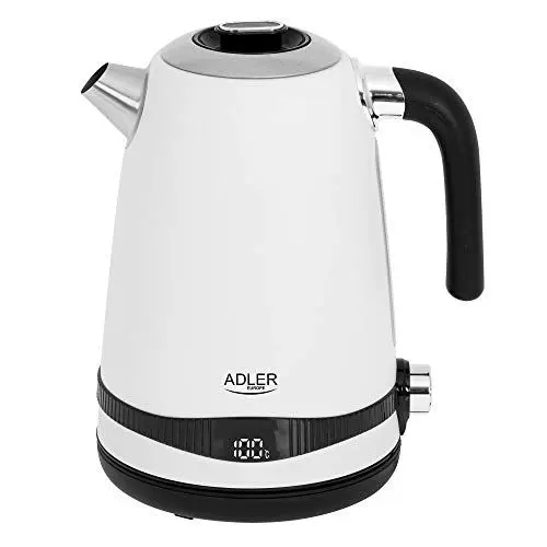 Produktbild: Adler AD 1295w Wasserkocher weiß seidenmatt 1,7 Liter mit LCD-Anzeige und Temperaturregelung 2200W