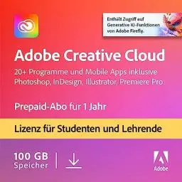 Produktbild: Adobe Creative Cloud All Apps|Student&Teacher|1 Jahr|PC/Mac|Digital Download
