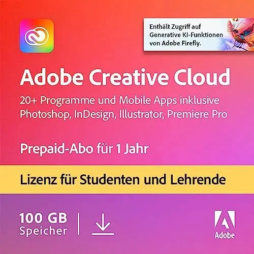 Produktbild: Adobe Creative Cloud All Apps|Student&Teacher|1 Jahr|PC/Mac|Digital Download