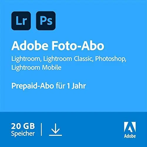 Produktbild: Adobe Creative Cloud Foto-Abo mit 20GB: Photoshop und Lightroom | 1 Jahreslizenz | PC/Mac Online Code & Download