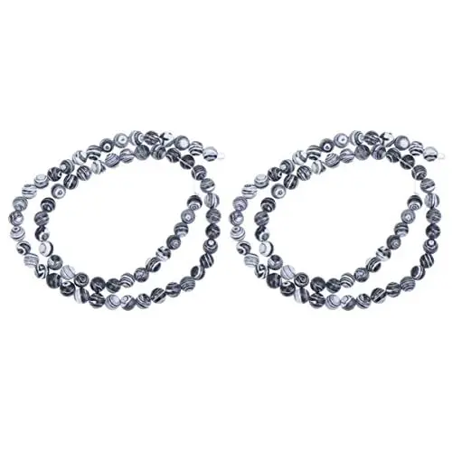 Produktbild: ADOCARN DIY Liefert 2 Lose Perlen Aus Malachit Malachit-armbänder Runde Lose Perlen Runde Perlen Schwarze Perlen Kreis Perlen Perlen Schmuck Charme Stein Kristallperlen Halskette Perlen