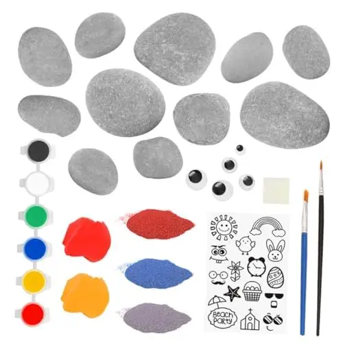 Produktbild: ADOCARN DIY Malset für Kreative Steine Wasserfeste Farben für Unvergessliche Kunstwerke Malzubehör für Garten und Wohnungsdekoration