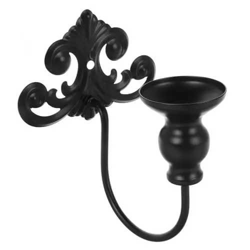 Produktbild: ADOCARN Wandkerzenhalter Aus Schmiedeeisen Kerzendekoration Retro Kerzenständer Außenlampen Für Wandkerzenständer Dekorativer Kerzenhalter Für Wandkerzenleuchter Schwarz