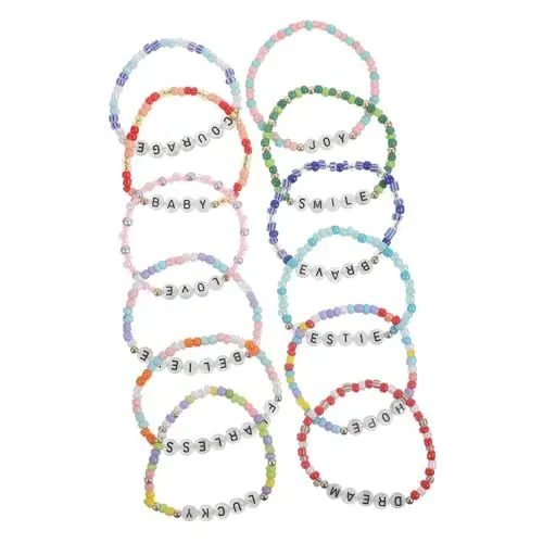 Produktbild: Adorainbow Fußkettchen 12 Stk Leuchtendes Armband Boho- Armband mit leuchtenden Perlen Buchstabenperlen Perlen für Armbänder Buchstaben-Perlen-Armbänder für Mädchen Buchstaben Armbänder