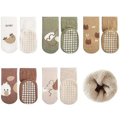 Produktbild: Adorel Baby Stoppersocken Gefüttert Baumwolle Winter ABS Socken 5er-Pack Natur 1-3 Jahre (Herstellergröße M)