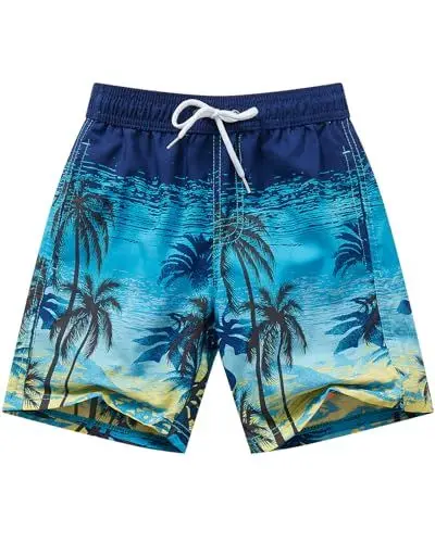 Produktbild: Adorel Jungen Badehosen Kinder Badeshorts mit Innenslip Kokosnusspalme 116-122 (Herstellergröße 5-6 Jahre)