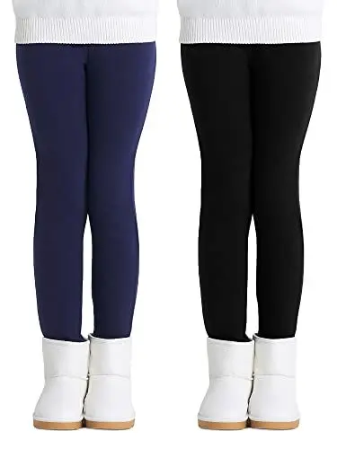 Produktbild: Adorel Mädchen Gefütterte Leggings Winter Baumwolle Thermoleggings 2er-Pack Schwarz Dunkelblau 134 EU (Herstellergröße 140)