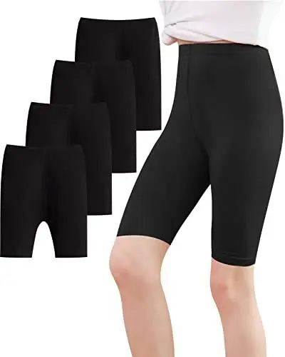 Produktbild: Adorel Mädchen Kurze Leggings Sommer Dünn Shorts Hosen Radlerhosen 4er-Pack Schwarz 134-140 EU (Herstellergröße 140)