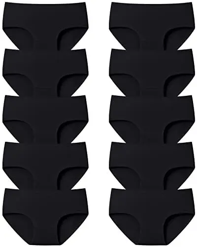 Produktbild: Adorel Mädchen Unterhosen Baumwolle Teenager Slips 10er-Pack Schwarz 152-158 EU (Herstellergröße L)