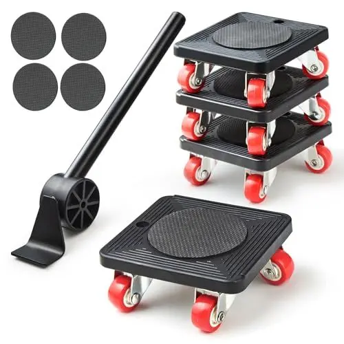 Produktbild: ADRAL 4 Stück Möbel Transportrollen Set für Umzug Schwere Möbel 400KG Rollen für Möbelheber, Möbelrollen Schwerlast mit möbelroller transportroller