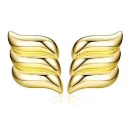 Produktbild: Adramata Gold Chunky Ohrringe für Damen 18K Vergoldete Wings Ohrringe Groß Shell Ohrringe, Hypoallergen Tropfen Ohrringe, Gold/Silber Statement Ohrringe Schmuck Geschenke,G3