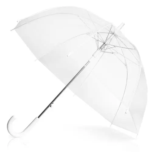 Produktbild: ADRIANO PORCARO - Regenschirm transparent für zwei, großer, transparenter Regenschirm ideal für Hochzeit & klein Fotoshooting, Brautpaar, Damen & Herren, Mädchen (90cm)