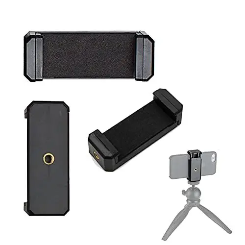 Produktbild: Adurei Universale Stativ Smartphone Adapter Halterung Selfie Stick Clip SmartClamp für Stativ und iPhone Sumsung Huawei Smartphones Stativ-Halterung(Schwarz, 2 Pack)