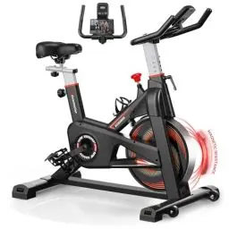 Produktbild: Advamsoler Heimtrainer Fahrrad mit Magnetischem Widerstand, Ergometer Hometrainer Fahrrad mit LCD-Monitor,Tablet-Halter Indoor Spinning Bike für Cardio-Training, 160 kg Belastbar(Rot)
