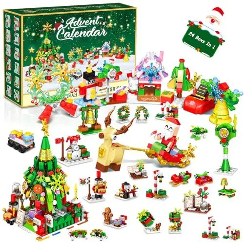 Produktbild: Adventskalender 2024, Ferdiiz 618 PCS Weihnachtsbausteine Set, Mini-Weihnachtsbausteine,Countdown Weihnachtsspielzeug, Weihnachtsgeschenksets für Erwachsene,Halloween-Advents-Blindschachtel