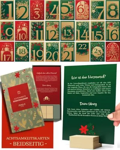 Produktbild: Adventskalender 2024 Frauen - 24 Achtsamkeitsübungen - Adventskalender Frauen Achtsamkeit & Motivation - Adventskalender Sprüche - Adventkalender Tischkalender - Adventskalender Achtsamkeit AC002