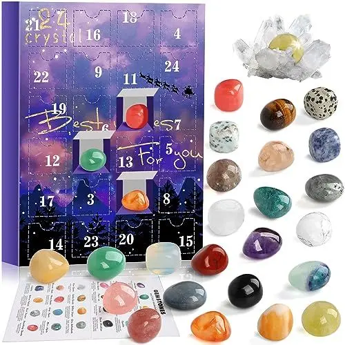Produktbild: Adventskalender 2025 Kristalle für Kinder, 24 Natürlichen Kristalle Mineralien Edelsteine Weihnachten Countdown Adventskalender, Edelstein Christmas Adventskalender Advent Countdown Calendar Geschenk