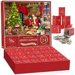 Produktbild: Adventskalender 2024 Weihnachts Jigsaw Puzzle, 70x50cm, 24 Boxen -1008 Teile Puzzles für Erwachsene und Kinder, Countdown bis Weihnachten, Der Weihnachtsmann bereitet Geschenke vor Hausdekoration