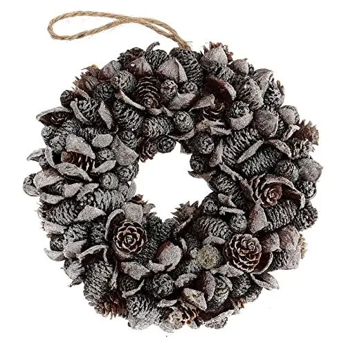 Produktbild: Adventskranz mit silberfarbigen Glitzer-Tannenzapfen, 20 cm