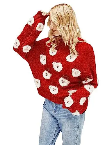 Produktbild: ADVRESF Neue hässliche Weihnachtspullover für Frauen Santa Claws Print Strickpulli Rundhals Winter Ugly Christmas Sweater Xmas Pullover Langarm Niedlich Sweatshirt Party Rot XL
