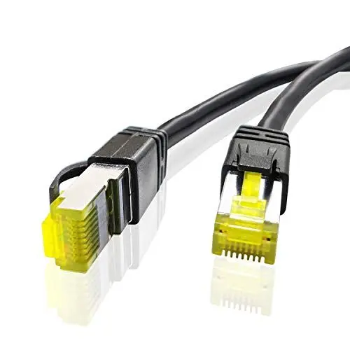 Produktbild: ADWITS 2 x 0,25 m CAT 7 Netzwerkkabel Kabel | Cat.7 Rohkabel S FTP PIMF Schirmung mit RJ 45 Stecker | 10000 Mbit s | 10 Gigabit, 600MHz | Router-Modem-Zugangspunkt wechseln - Schwarz