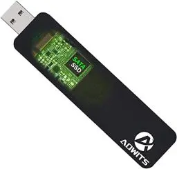 Produktbild: ADWITS USB 3.0 UASP zu SATA NGFF M.2 2230/2242/2260/2280 Schlüssel B oder B & M SSD SuperSpeed-Adapter, schnurloses externes Gehäuse für M.2 SATA-basierte SSD - Schwarz