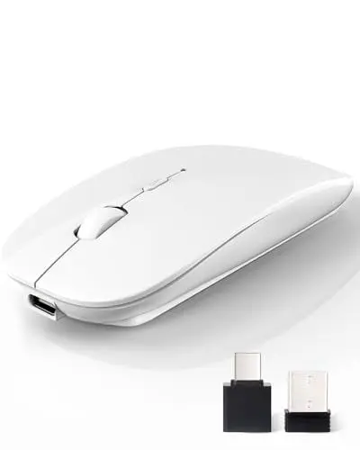 Produktbild: AE WISH ANEWISH Kabellos Bluetooth Maus with USB-C-Adapter wiederaufladbare Leise Mini Maus Kabellos für Mac Laptop PC Computer Tablet Android and Windows