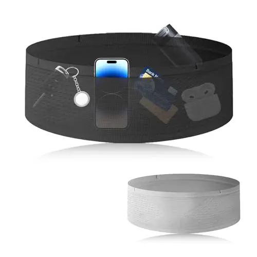 Produktbild: aeaean Running Belt 2er-Pack LaufgüRtel Joggen Damen Sportgürtel Geeignet für Spaziergänge, Sport, Bewegung, Damen und Herren, Tasche für Alle Arten von Mobiltelefonen Geeignet (Schwarz, Grau M)