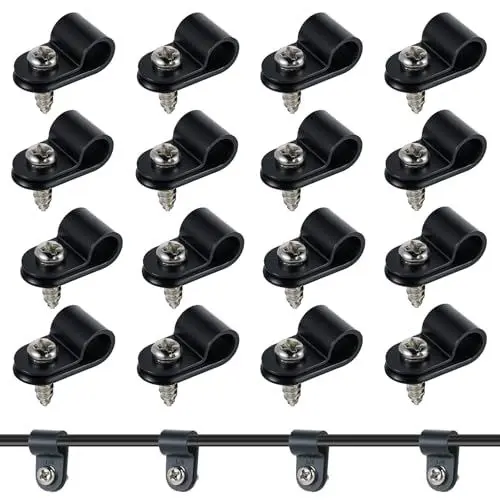 Produktbild: Aeaocvo 50 Stück Kabelschellen zum Schrauben, 0.5 Zoll 12,7 mm Kabelklemmen Typ P, Kabelhalter Schraubbar mit 50 Schrauben, Cable Clips zum Schrauben für Draht Kabel Schlauch