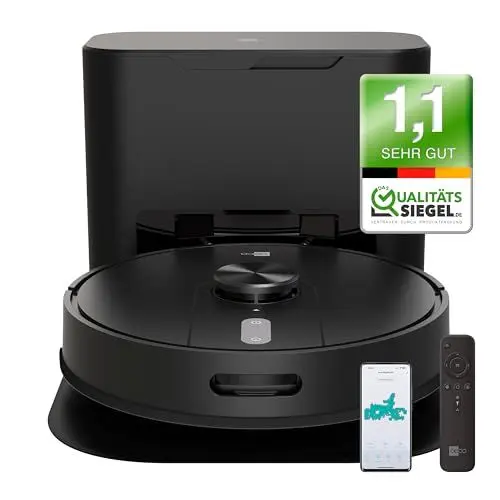Produktbild: aeco VacuBot X5 PLUS Saug/Wischroboter & Absaugstation 5000Pa Saugkraft/LDS Navigation/120m²Saug- & 100m²Wischbereich/160min Akkulaufzeit/18mm Hindernisüberwindung/Infrarot Fernbedienung/App-Steuerung