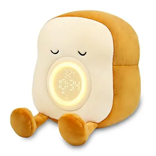 Produktbild: Aedcbaide Wecker mit licht, Kinderwecker, Wake up Light Lichtwecker, Niedliche Toast Plüschtiere Trainer Uhr, Doppelwecker mit Schlummerfunktion, Wecklicht & Nachtlicht für Kinder