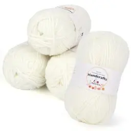 Produktbild: Aeelike 200g(4x50g) Häkelgarn Baumwolle zum Stricken, Langlebige Amigurumi-Set 100% Polyacryl Baumwollgarn, 5Ply Garn zum Häkeln für Socken, Mützen, Schals, Pullover, Puppen, Milchig Weiß