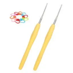 Produktbild: Aeeque 1,5 mm Spitze Häkelnadel, 2 Stücke Häkelnadeln mit Zubehör, Aluminium Häkelnadeln mit Gummigriff, Weich TPR Häkelnadeln für Arthritis, Häkelnadeln Set Kleine zum Häkeln Schal, Pullover, Mützen