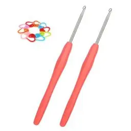 Produktbild: Aeeque 2,75 mm Häkelnadel, 2 Stücke Häkelnadel Set mit Zubehör, Aluminium Häkelnadeln mit Gummigriff, Weich TPR Häkelnadeln für Arthritis, Bunt Häkelnadel Kleine zum Häkeln Schal, Pullover, Mützen