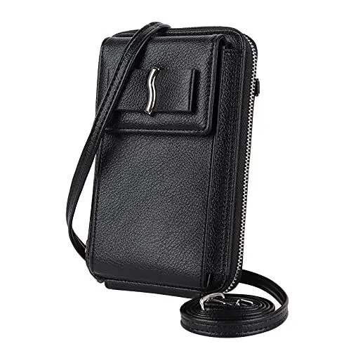 Produktbild: Aeeque Handy Umhängetasche Damen, Handytasche zum Umhängen Kunstleder, Crossbody Clutch Damen Bag für Reisepass,Kleine Tasche Geldbörse Kompatible mit Xiaomi POCO X3 Pro Redmi Note 10 Pro - Schwarz