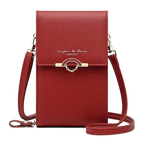 Produktbild: Aeeque Handy Umhängetasche Damen Kunstleder, Handytasche zum Umhängen,Crossbody Schultertasche,Kleine Umhängetasche kompatibel mit iPhone 12 8 X 7 XR SE iPhone 11 Pro Max iPhone 8 Plus - Bordeauxrot