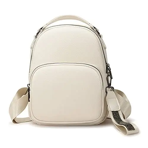 Produktbild: Aeeque Rucksack Damen Klein, Anti-Theft Rucksäcke Weich PU Leder Schultaschen für Mädchen Fraun,Casual Multifunktion Daypack Backpack Handtasche Schultertaschen für Reisen Einkaufen - Weiß