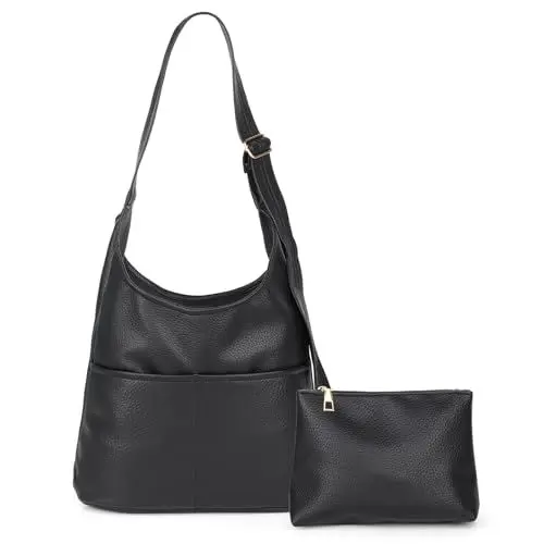 Produktbild: Aeeque Umhängetasche Damen,Handy Umhängetasche Schwarz, Mittelgroß Handytasche Umhängen mit Geldbörse aus weichem PU Leder, Damenhandtasche Messenger Bag für Reisen, Freizeit, Arbeit