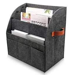 Produktbild: AEESRRU Zeitschriftensammler,faltbarer großer Filz Zeitungsständer, abnehmbare 4-Lagen-Trennwand, externe 3-kleine Taschen, Gläser und Telefonablagefläche, Größe 40x40x25cm