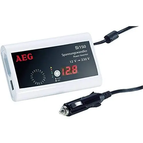 Produktbild: AEG 97110 Pocket Spannungswandler SI 150 mit LCD-Display, 150 Watt und USB-Ladebuchse - inklusive iPod-Ladekabel, mit TÜV/GS, CE