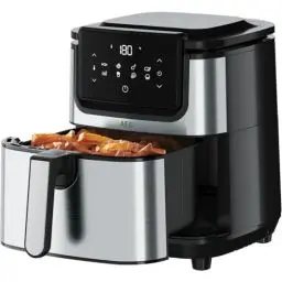 Produktbild: AEG AF6-1-4ST Heißluftfritteuse / Frittieren / Grillen / Braten / Backen ohne/wenig Öl / 8 Programme / 3,5 l Fassungsvermögen / spülmaschinenfest / LED Touch-Display / programmierbar / Edelstahl, Grau