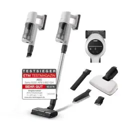 Produktbild: AEG Serie 6000 Akku-Staubsauger / Kabellos / Alle Böden / bis zu 99% Staubaufnahme / bis zu 50 min Laufzeit / Einfache Handhabung / Entnehmbarer 21,6V Akku / Leicht / inkl Zubehör / Weiß / AP61HB21SH
