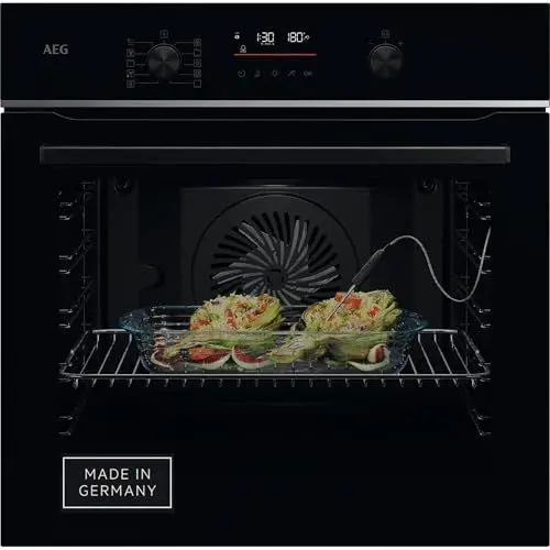 Produktbild: AEG Wifi Einbaubackofen, Serie 5 LED-Touchdisplay, Made in Germany, Pyrolyse Selbstreinigung, Feuchtigkeitszugabe: Knusprige Krusten, Kerntemperatursensor, 45 Automatikprogramme, TA5PB50WAB
